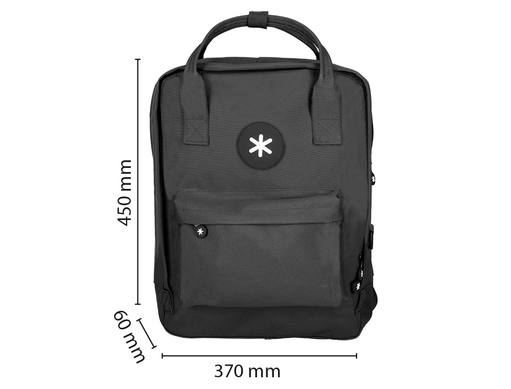 MOCHILA 2 ASAS E BOLSOS EXTERIORES PRETO 300X115X390 MM